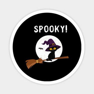 Spooky Witch's Cat Halloween Magnet